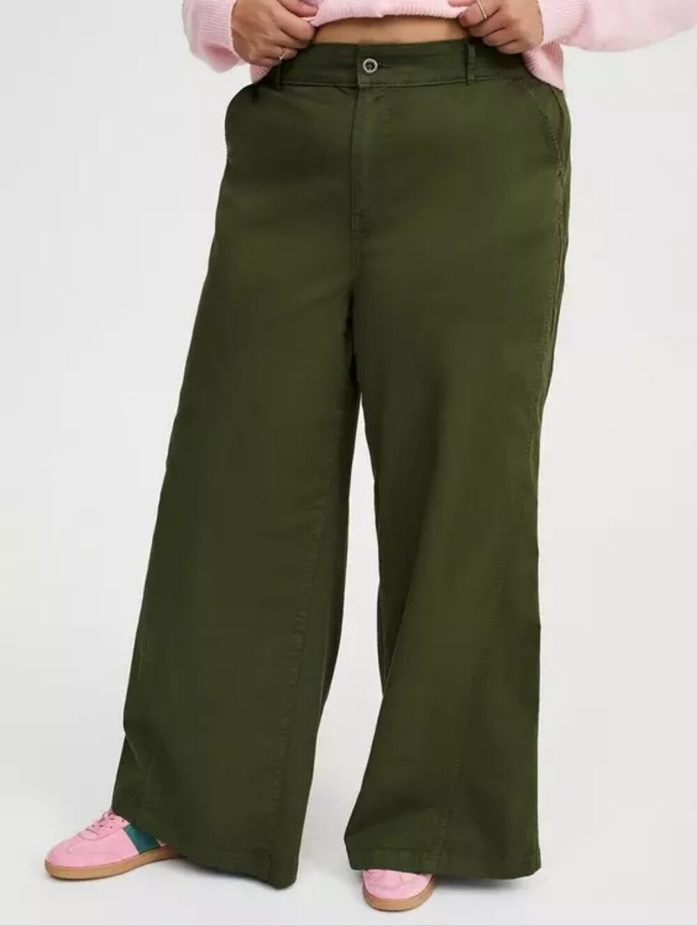 Torrid Green High-Rise Wide-Leg Baggy Chino Pant Plus Size 18 Short Nwt